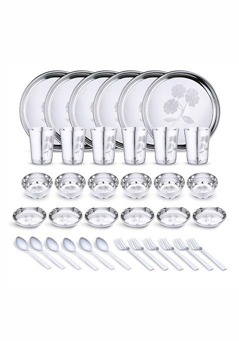 Steel 36 Pieces Printed Stainless Steel Dinner Set