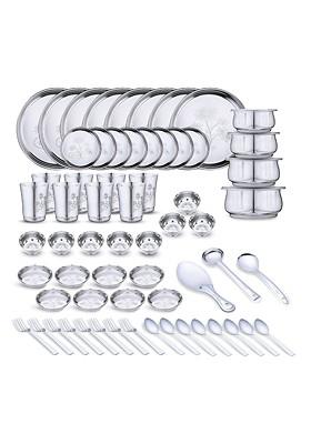 50 Pieces Stainless Steel Dishwasher And Microwave Safe Dinner Set
