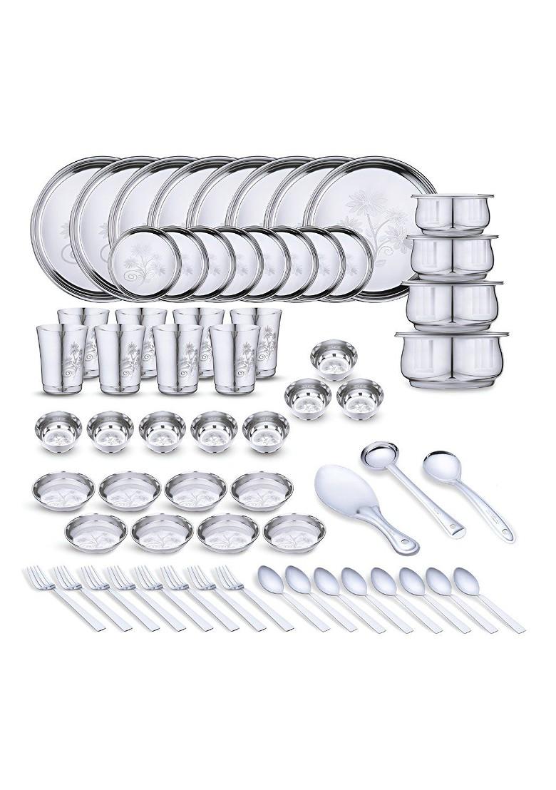 50 Pieces Stainless Steel Dishwasher And Microwave Safe Dinner Set