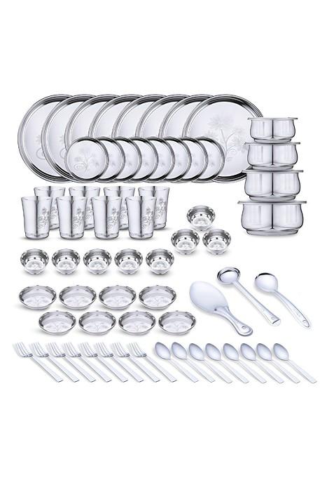 50 Pieces Stainless Steel Dishwasher And Microwave Safe Dinner Set