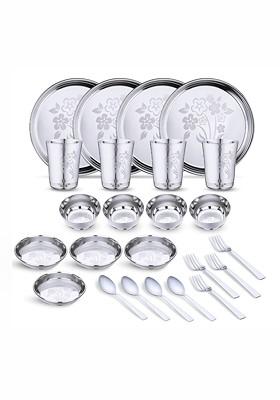 Steel 24 Pieces Printed Stainless Steel Dinner Set