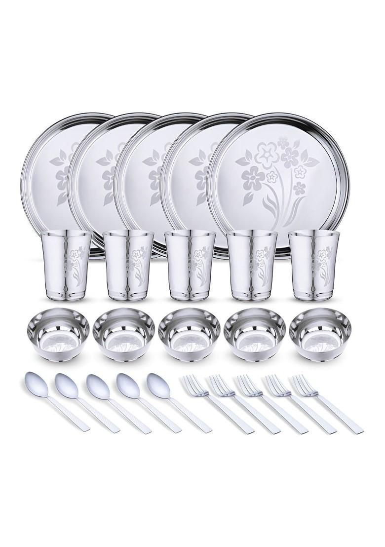 Steel 25 Pieces Printed Stainless Steel Dinner Set