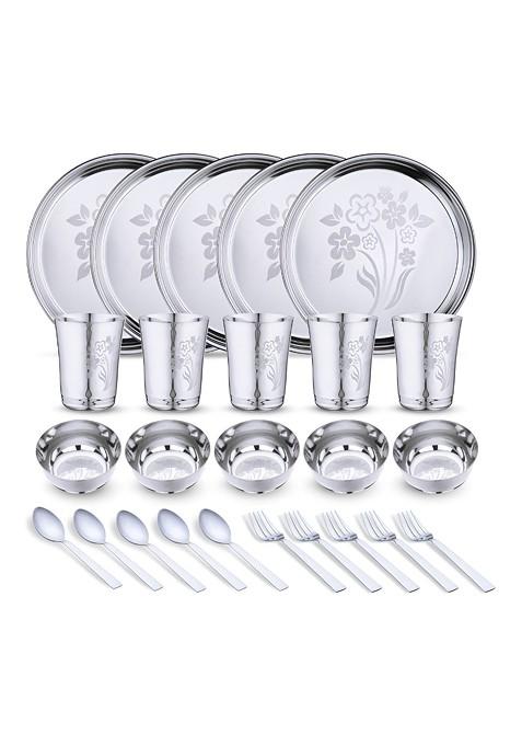 Steel 25 Pieces Printed Stainless Steel Dinner Set