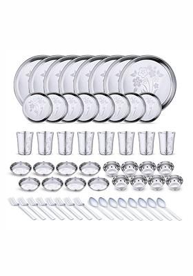 Steel 50 Pieces Printed Stainless Steel Dinner Set Of