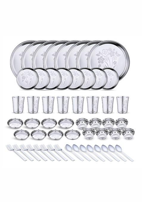 Steel 50 Pieces Printed Stainless Steel Dinner Set Of
