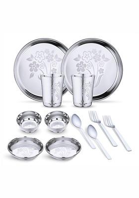 Steel 12 Pieces Printed Stainless Steel Dinner Set
