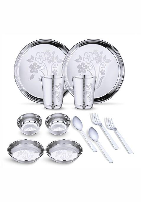 Steel 12 Pieces Printed Stainless Steel Dinner Set