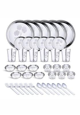 Steel 42 Pieces Printed Stainless Steel Dinner Set