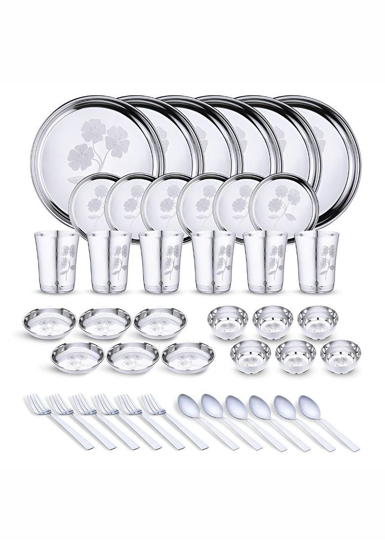 Steel 42 Pieces Printed Stainless Steel Dinner Set