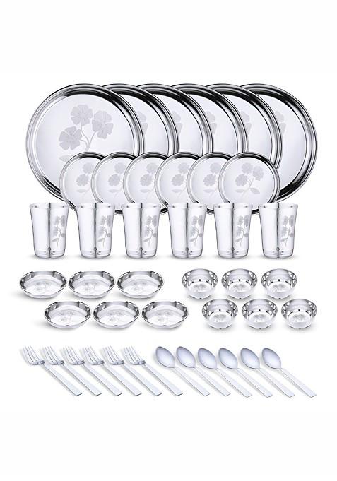 Steel 42 Pieces Printed Stainless Steel Dinner Set