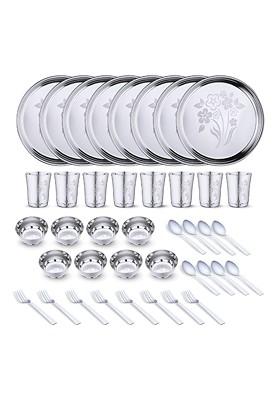 Steel 40 Pieces Printed Stainless Steel Dinner Set
