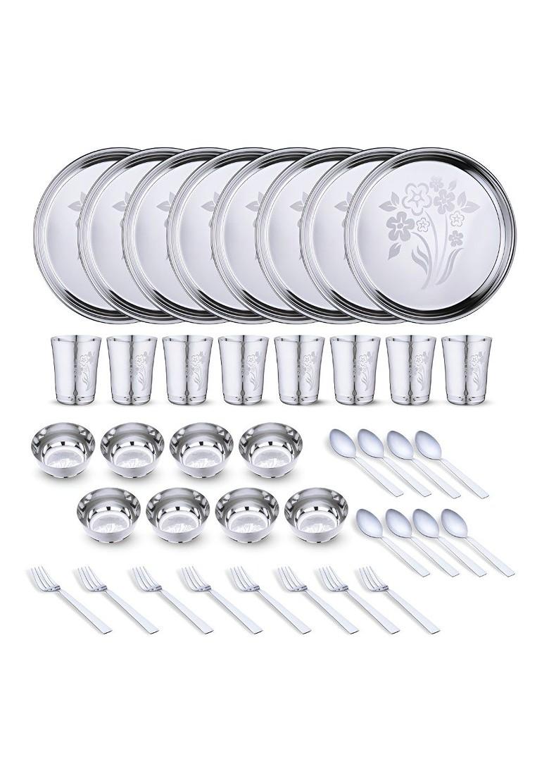 Steel 40 Pieces Printed Stainless Steel Dinner Set