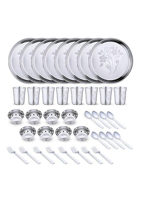 Steel 40 Pieces Printed Stainless Steel Dinner Set