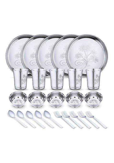 25 Pieces Stainless Steel Dishwasher And Microwave Safe Dinner Set