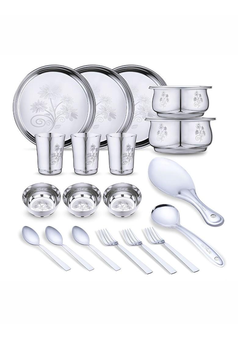 21 Pieces Stainless Steel Dishwasher And Microwave Safe Dinner Set Of
