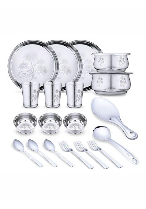 21 Pieces Stainless Steel Dishwasher And Microwave Safe Dinner Set Of