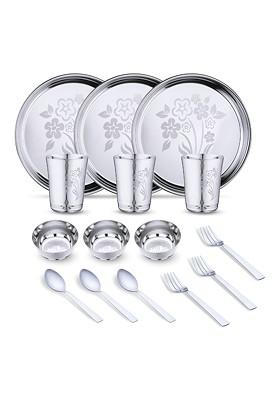 Steel 15 Pieces Printed Stainless Steel Dinner Set