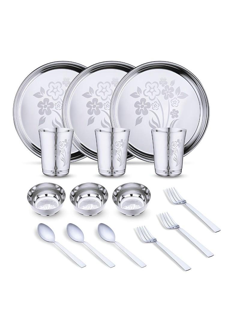 Steel 15 Pieces Printed Stainless Steel Dinner Set