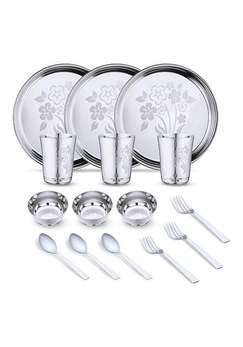 Steel 15 Pieces Printed Stainless Steel Dinner Set