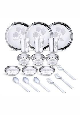Steel 18 Pieces Printed Stainless Steel Dinner Set