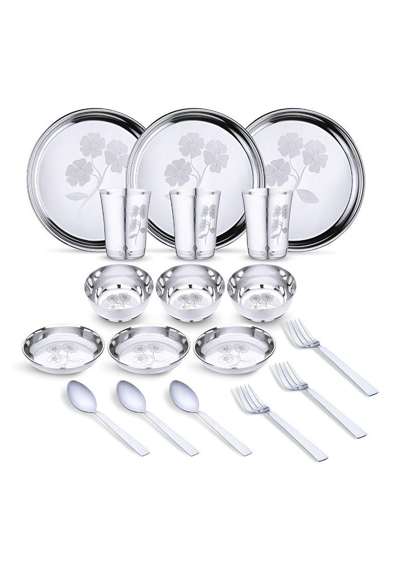 Steel 18 Pieces Printed Stainless Steel Dinner Set