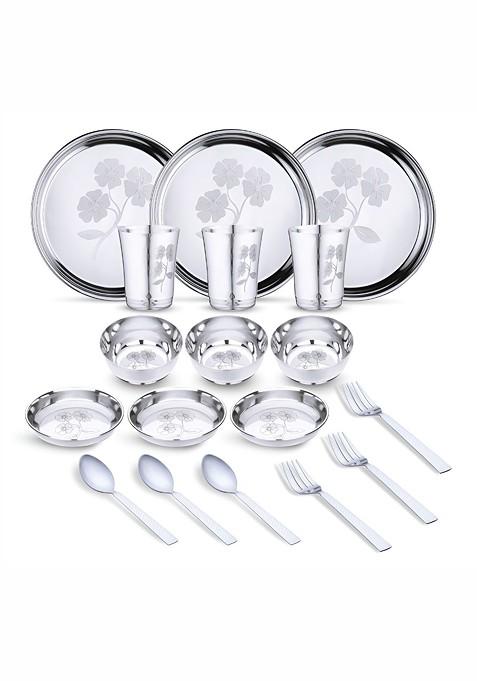 Steel 18 Pieces Printed Stainless Steel Dinner Set