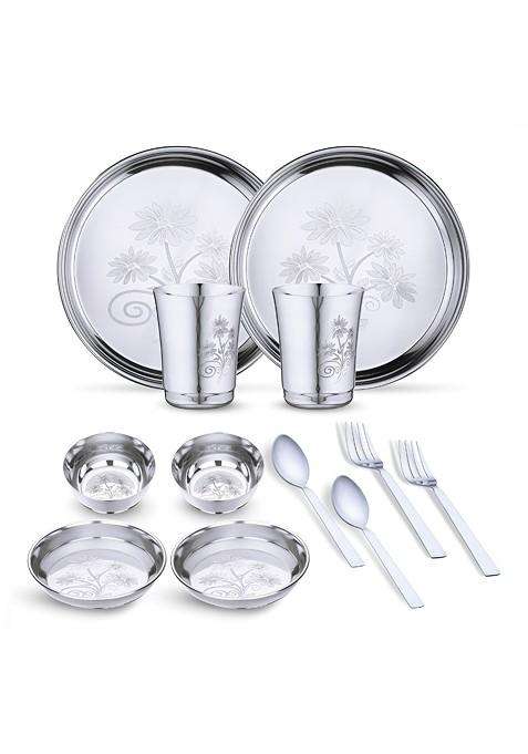 12 Pieces Stainless Steel Dishwasher And Microwave Safe Dinner Set