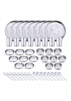 Steel 48 Pieces Printed Stainless Steel Dinner Set