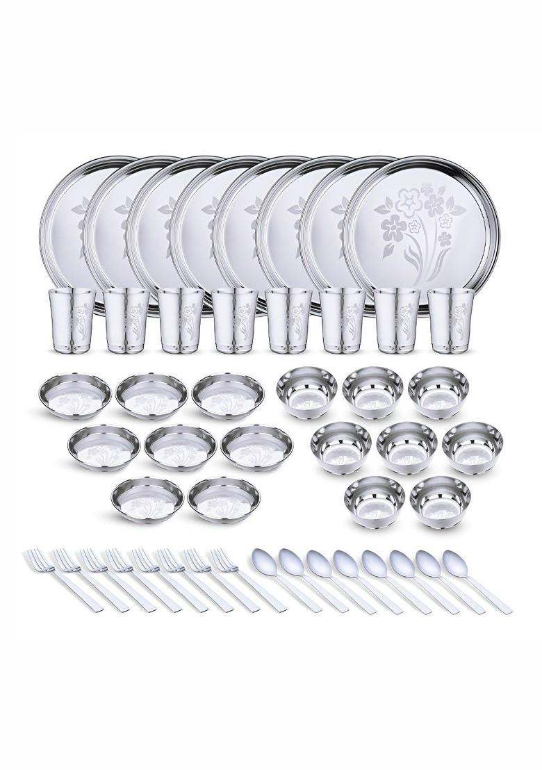 Steel 48 Pieces Printed Stainless Steel Dinner Set