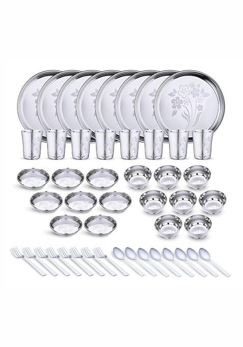 Steel 48 Pieces Printed Stainless Steel Dinner Set