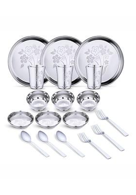 Steel 18 Pieces Printed Stainless Steel Dinner Set