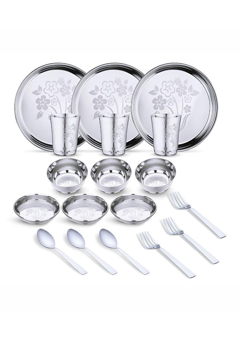 Steel 18 Pieces Printed Stainless Steel Dinner Set