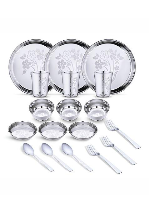 Steel 18 Pieces Printed Stainless Steel Dinner Set