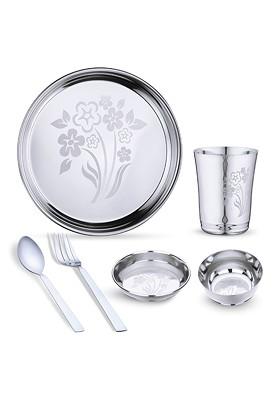 Steel 6 Pieces Printed Stainless Steel Dinner Set