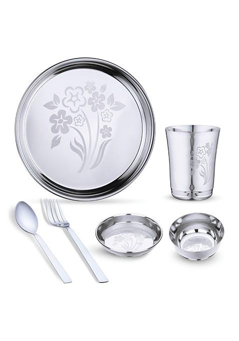 Steel 6 Pieces Printed Stainless Steel Dinner Set