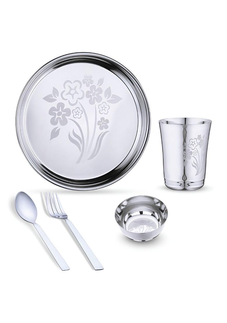 Steel 5 Pieces Printed Stainless Steel Dinner Set