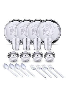 Steel 20 Pieces Printed Stainless Steel Dinner Set Of