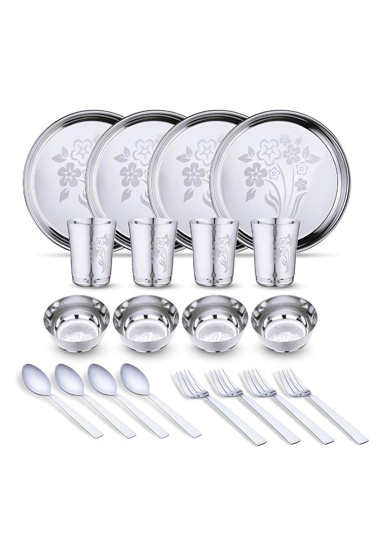 Steel 20 Pieces Printed Stainless Steel Dinner Set Of