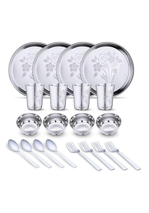 Steel 20 Pieces Printed Stainless Steel Dinner Set Of