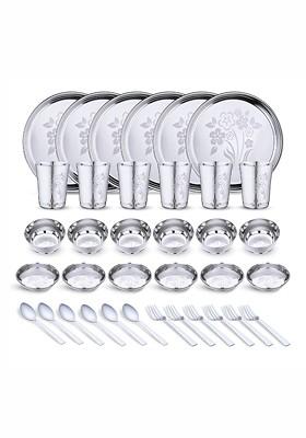 Steel 36 Pieces Printed Stainless Steel Dinner Set Of