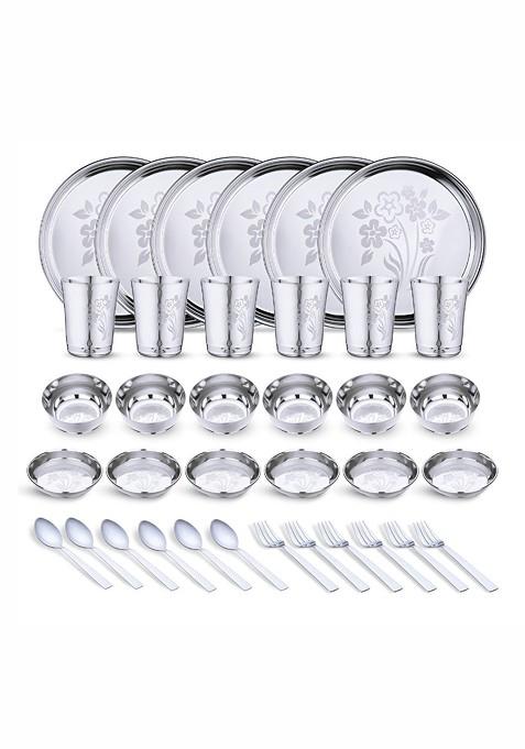 Steel 36 Pieces Printed Stainless Steel Dinner Set Of
