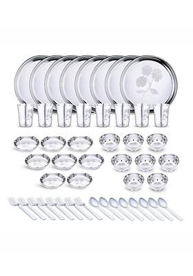 Steel 48 Pieces Printed Stainless Steel Dinner Set