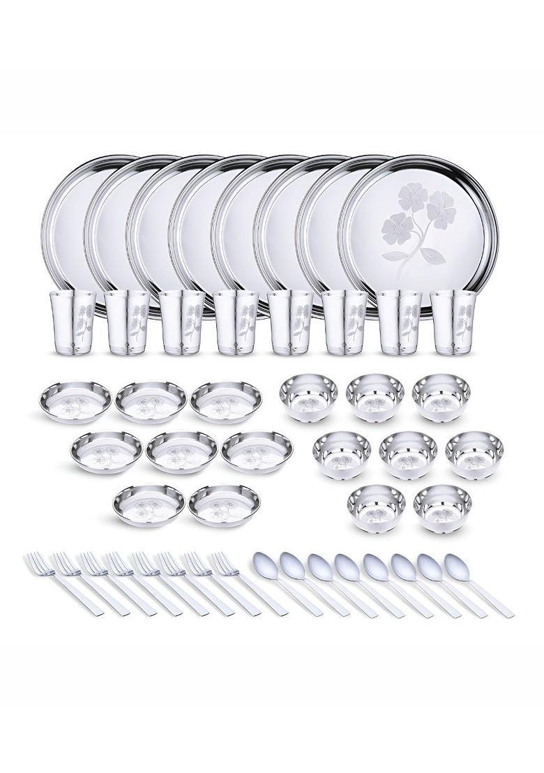Steel 48 Pieces Printed Stainless Steel Dinner Set