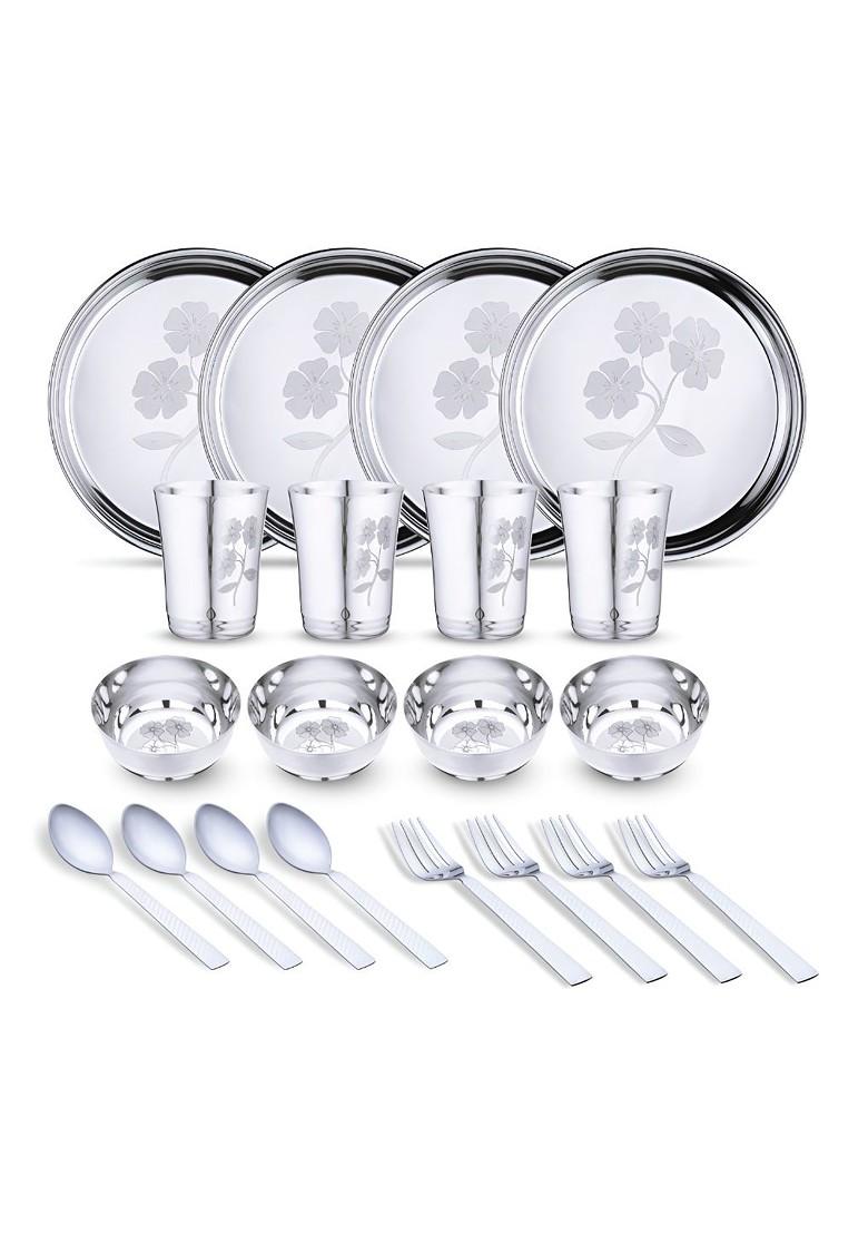 Steel 20 Pieces Printed Stainless Steel Dinner Set
