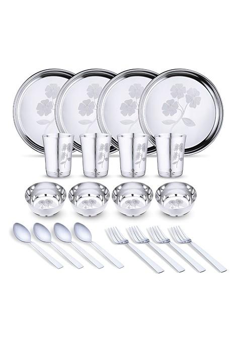 Steel 20 Pieces Printed Stainless Steel Dinner Set