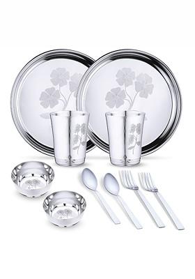 Steel 10 Pieces Printed Stainless Steel Dinner Set