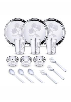 Steel 15 Pieces Printed Stainless Steel Dinner Set