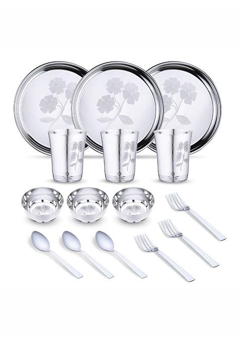 Steel 15 Pieces Printed Stainless Steel Dinner Set