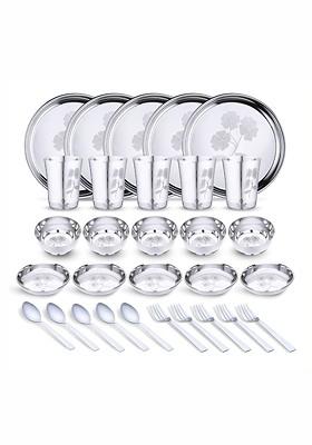 Steel 30 Pieces Printed Stainless Steel Dinner Set