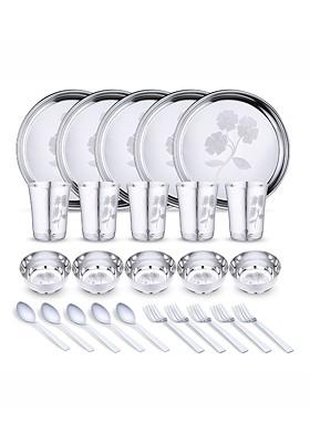 Steel 25 Pieces Printed Stainless Steel Dinner Set